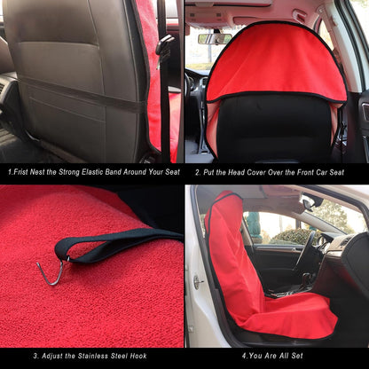 Car Seat Cover Protector Front Seats,for Gym Workout,Running,Swimming,Beach and Hiking,Waterproof Sweat Towel Bucket Seat Covers for Cars SUV Trucks (Black, 1Pcs)
