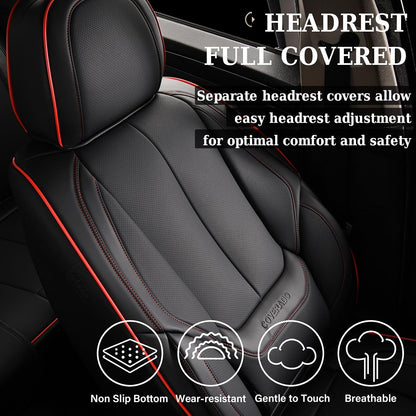 Coverado Seat Covers Full Set, Black Seat Covers for Cars 5 Seats, Car Seat Protector, Waterproof Nappa Leather Car Seat Cushion, Front and Rear Car Seat Cover Fit for Most Sedans SUV Pick-up Truck - Colors A