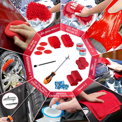 34PCS Car Detailing Brush Set, Car Detailing Kit, Car Detailing Brushes, Car Cleaning Kit, Car Windshield Cleaning Tool, Professional Car Care kit - Car Wash Brush kit for Interior Exterior Wheels