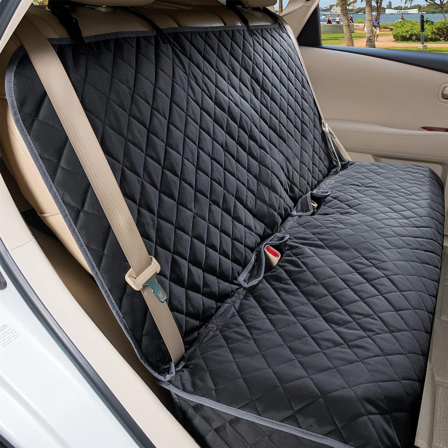 VIEWPETS Bench Car Seat Cover Protector - Waterproof, Heavy-Duty and Nonslip Pet Car Seat Cover for Dogs with Universal Size Fits for Vehicles, Trucks & SUVs