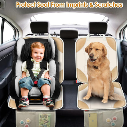 Sinvitron Car Seat Protector for Child Car Seat - Waterproof Non-Slip Leather Mat with 2 Mesh Pockets, Universal Seat Cover for Baby, Pets & Vehicles(2-Pack,Black)