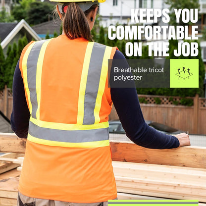 Pioneer Safety Vest for Women With Pockets - Hi-Vis Reflective Tape - For Construction