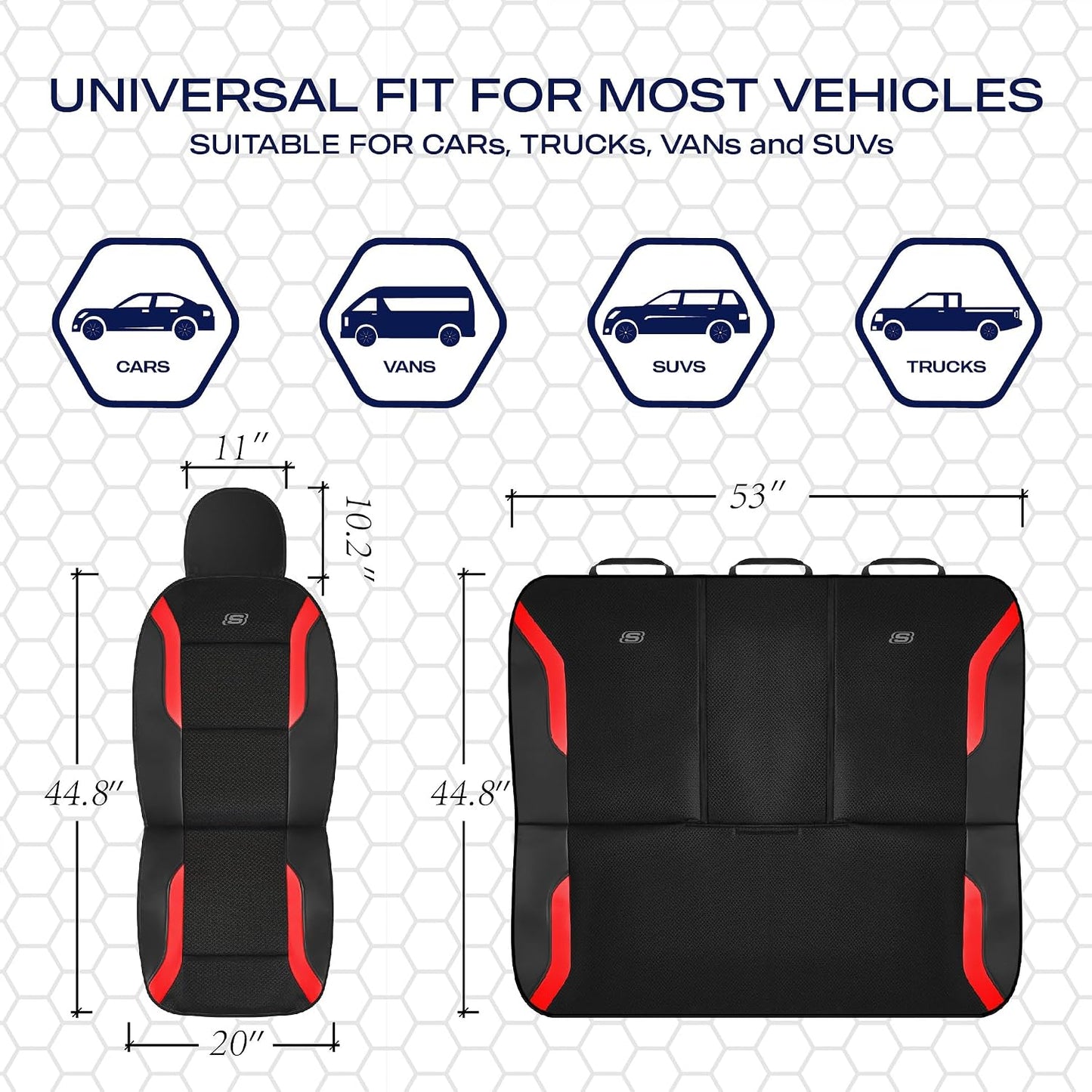 Skechers Memory Foam Seat Covers, Air Cool Mesh Thick Car Seat Covers, Car Seat Covers Front Seats Airbag Compatible, Universal Automotive Comfort for Most Cars, Vans, Trucks, SUV,Black