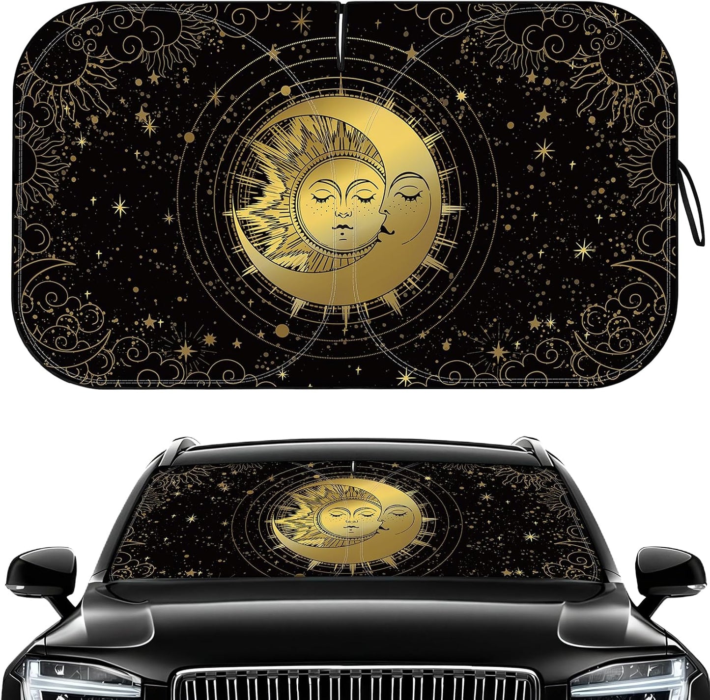 Car Windshield Sun Shade, Foldable Front Window Sunshade Blocks UV Rays, Keep Car Interior Cool, Universal Fit for Hatchback, Truck, SUV, MPV