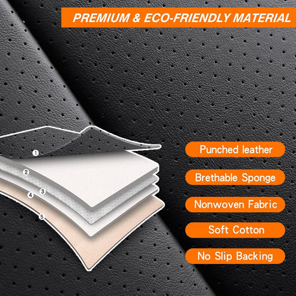 MINGBRON Car Seat Cover Full Set, Leather Car Seat Cover, Waterproof Seat Covers, Car Seat Cushion, Nappa Leather Seat Covers Car Seat Protector Universal Fit Most Cars Black