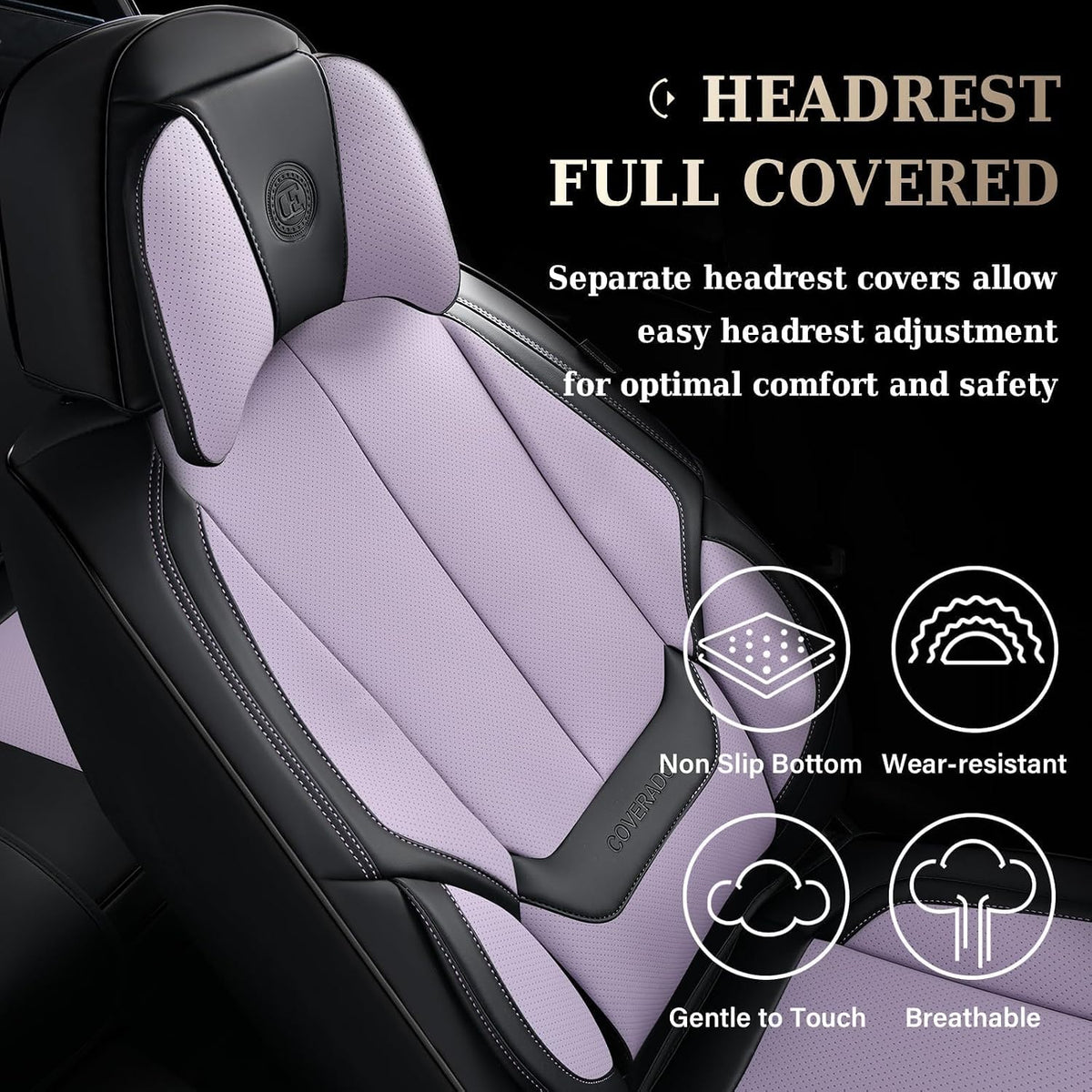 Coverado Seat Covers Full Set, Black Seat Covers for Cars 5 Seats, Car Seat Protector, Waterproof Nappa Leather Car Seat Cushion, Front and Rear Car Seat Cover Fit for Most Sedans SUV Pick-up Truck - Colors B