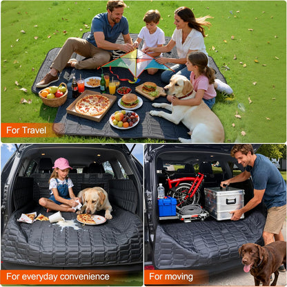 Reliadura SUV Cargo Liner for Dogs, Waterproof Dog Trunk Cover with Bumper Flap Protector, Pet Cargo Mat for SUVs Sedans Vans, Non-Slip Scratchproof Dog Seat Cover, Large Size Universal Fit