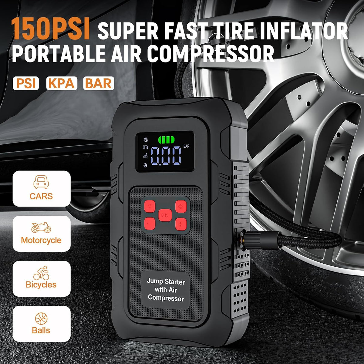 H50 Jump Starter - 5000A Jump Starter Battery Pack for Up to 10.0L Gas and 8.0L Diesel Engines, 12V Car Battery Jumper Starter Portable with 3.0" LCD Display, Jump Box