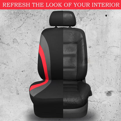 CAR PASS Line Rider Sporty Front Seat Covers,Gray Car Seat Covers Two Front Seats Only, Airbag Compatible,Universal Fit Sedans,Cars,Vans,SUV,Truck(Black and Gray)