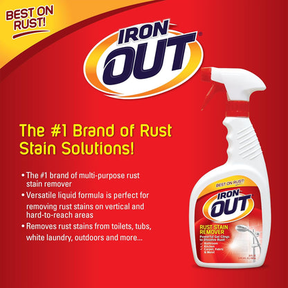 Iron OUT Rust Stain Remover Spray Gel, Remove Rust Stains in Bathrooms, Kitchens, Laundry, and Outdoors, Made in the USA, 24 Ounces
