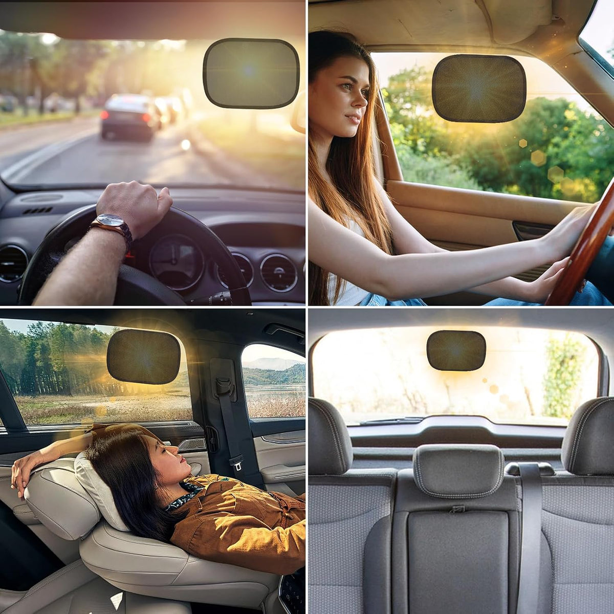 DIZA100 Car Sun Shade, 2 Pack Window Shade for Baby Universal Cling Sunshade for Side Window Sun Glare and UV Protection for Kids/Adults/Pets - 20''x12'' Fits 98% Cars(Suction Cup Stick)
