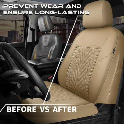 CAR PASS Car Seat Covers Full Sets, Front & Split Rear Bench for Car, 3D Tyre Embossed Automotive Interior Covers, Airbag Compatible, Quick Setup Universal Fit Seat Covers for Car, SUV(Charcoal)