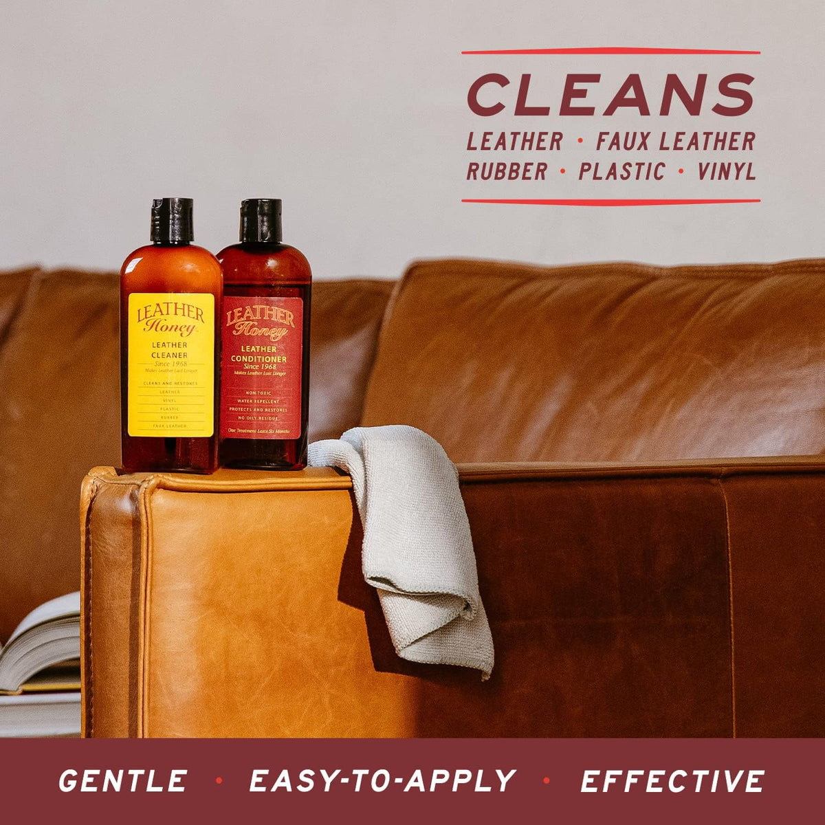 Leather Honey Complete Leather Care Kit Including 8 oz Cleaner and 8 oz Conditioner for use on Leather Apparel, Furniture, Auto Interiors, Shoes, Bags and Accessories