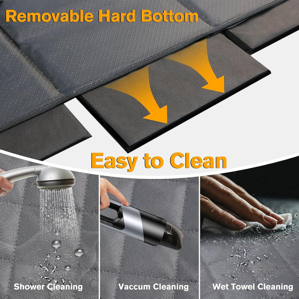 PETICON Back Seat Extender for Dogs, Hard Bottom Dog Car Seat Cover - Supports 400lbs, Rear Seat Pet Cover with Mesh Window, Waterproof Dog Hammock for Car SUV