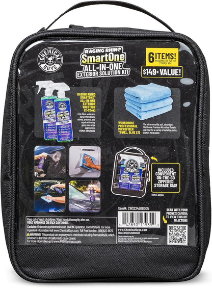 Chemical Guys Raging Rhino Waterless Car Wash And Quick Detailer Spray, No Rinse Exterior Cleaner For Paint, Glass, Wheels, Plastic, And Chrome, Spray And Wipe Shine, 20 Fl Oz