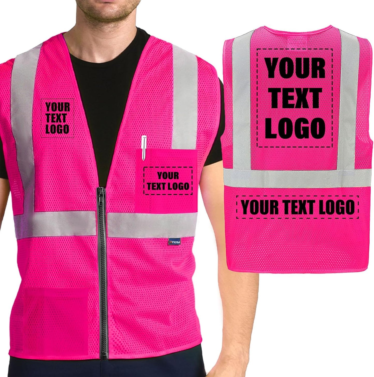 AYKRM 2 Pocket Mesh High Visibility Reflective Safety Vest for men & Women ANSI/ISEA 107 Standards