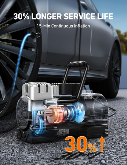AstroAI Tire Inflator Portable Air Compressor 150 PSI 12V DC Tire Pump with Digital Gauge Auto Shut-Off Fast Inflation, Ultra-Bright 12 LED Emergency Light for Car, Motorcycle, Bike, Ball, Inflatables