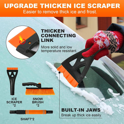34" Extendable Ice Scrapers for Car Windshield 2-in-1 Snow Brush for Car Snow Scraper for Car Snow Scraper and Drush with Ergonomic Foam Grip for Cars, Trucks, SUVs with 360° Pivoting Brush Head Blue