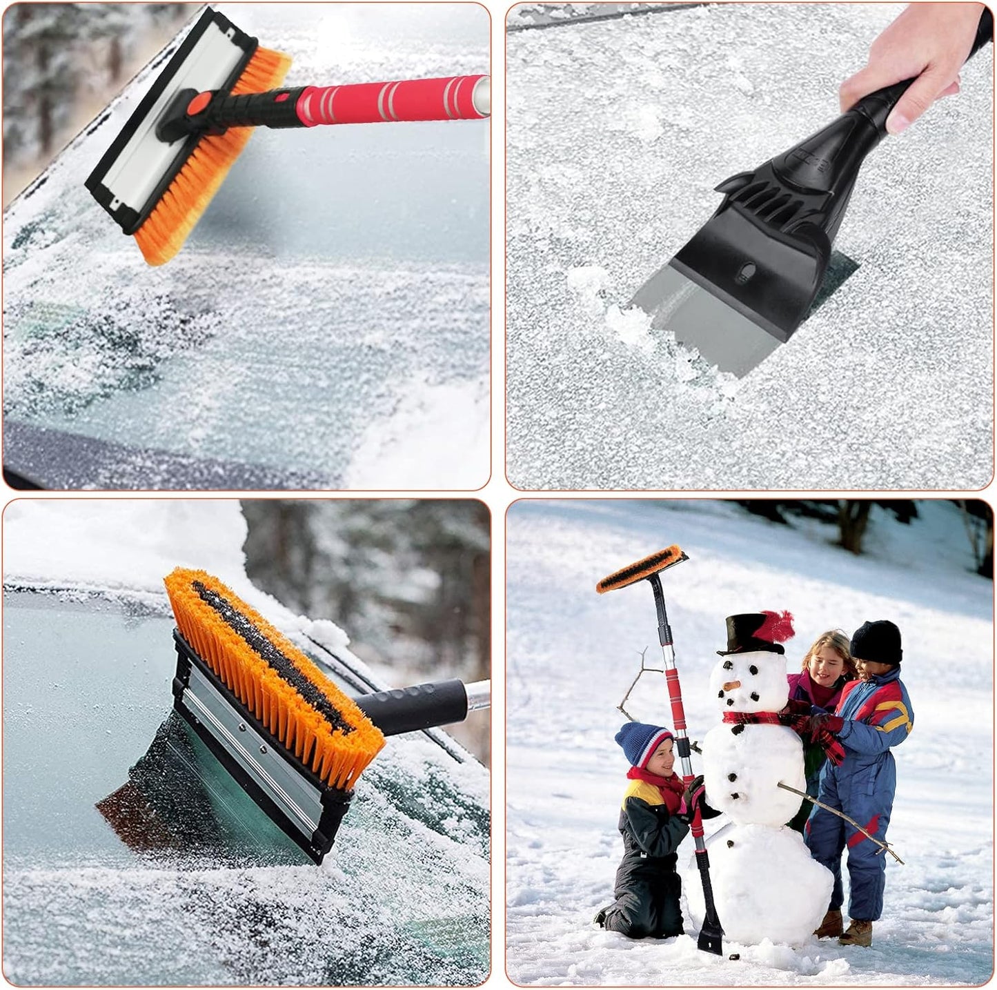 62.4" Snow Brush - Ice Scrapers for Car Windshield, 360°Pivoting Brush Head, Comfortable Foam Grip, Extendable Snow Removal Car Brush for Trucks SUVs, Essential Winter Tool