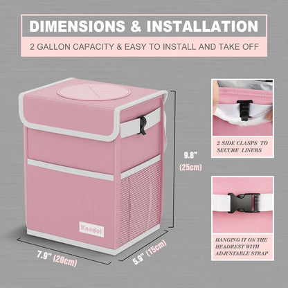 K KNODEL 2 Gallon Black Leak-Proof Waterproof Car Trash Can with Lid