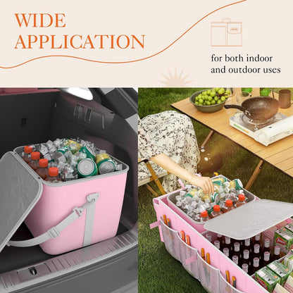 HOTOR Trunk Organizer, Sturdy Foldable with Cooler for Car & SUV, 3 Compartments, Black, 30.90”×12.60”×10.63”