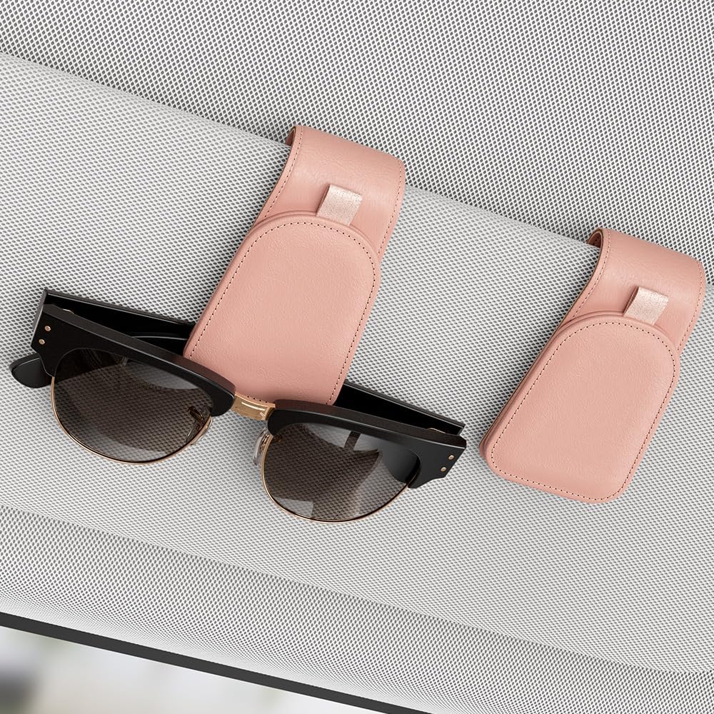 Sotfamily Sunglass Holder for Car Visor, Suede Cloth Magnetic Sunglass Organizer for Car Accessories, 2 Packs, Black