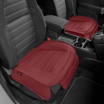 Motor Trend Seat Covers for Cars Trucks SUV, Faux Leather 2-Pack Black Padded with Storage Pockets, Premium Interior Car Seat Cover