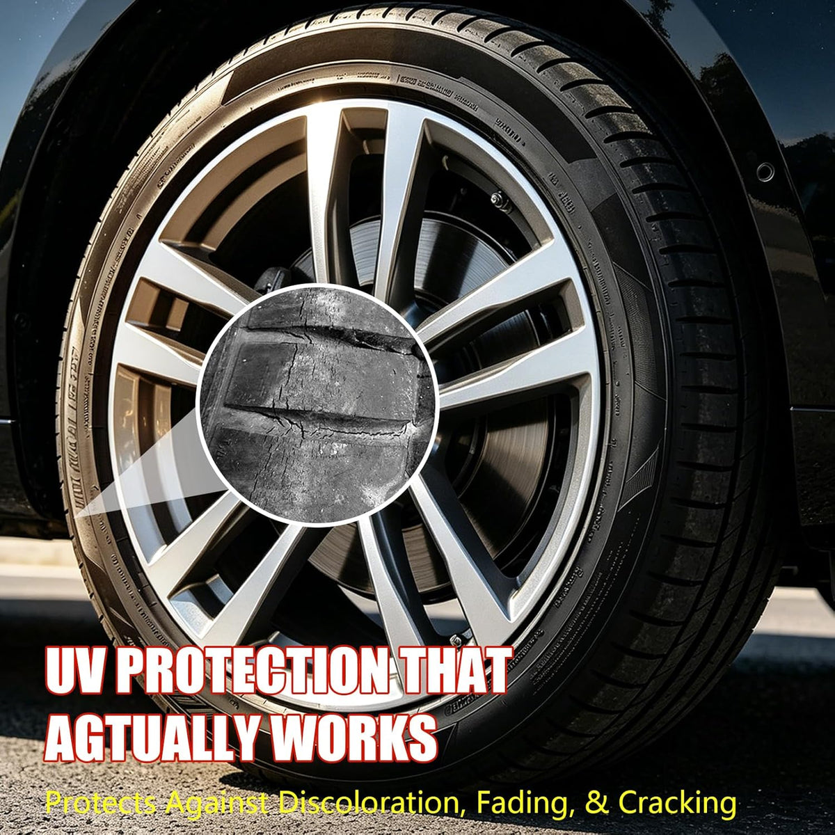 Tire Shine Spray – Deep Black, High Gloss & UV Protection – Fast-Drying, Non-Greasy, Water-Repellent for Cars, Trucks, SUVs, RVs – Includes Pad & Towel, 3.4 fl oz