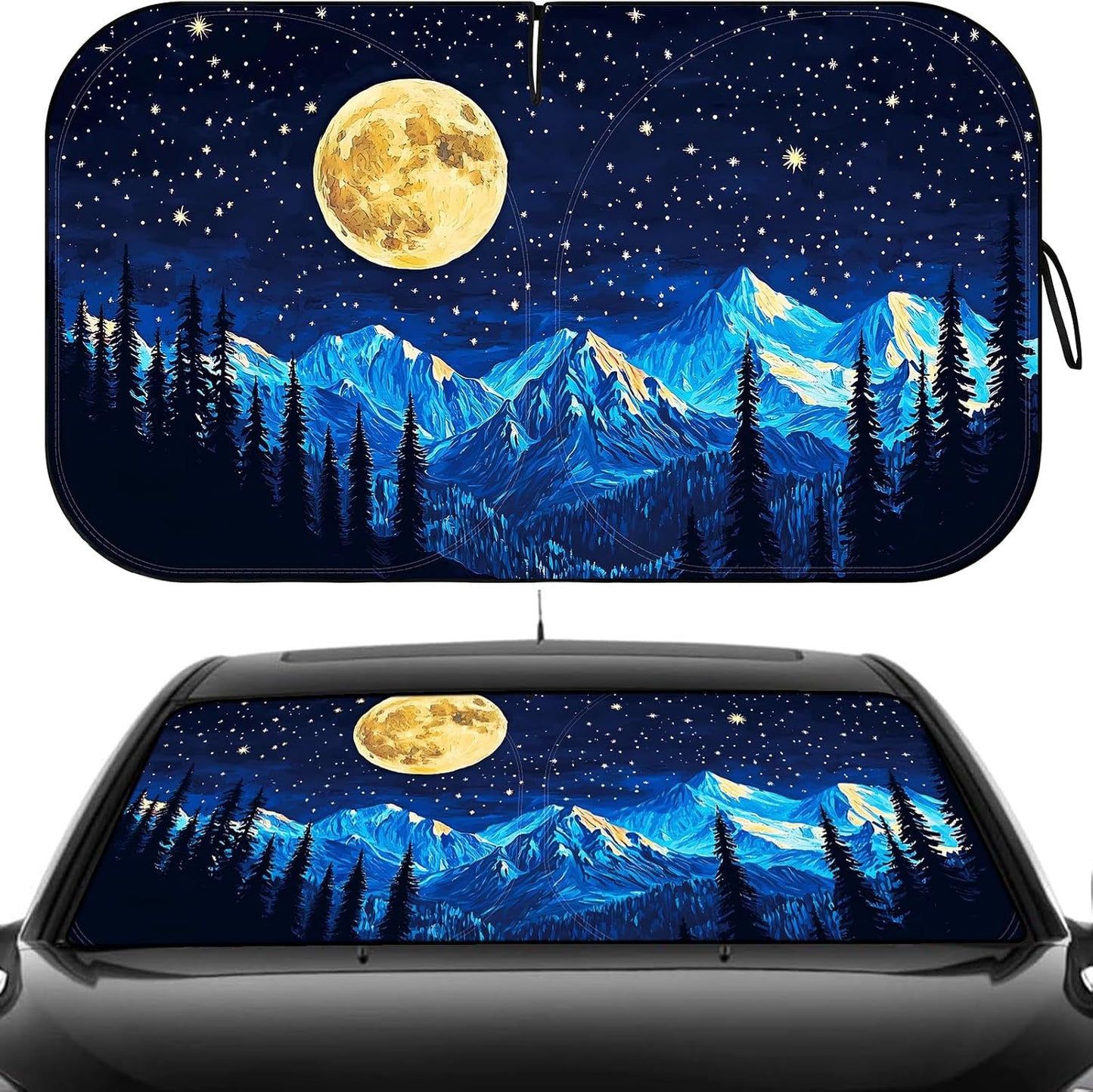 Windshield Sun Shade - Windshield Sun Shade Foldable, Car Sun Shade Windshield Keeps Interior Cool, Foldable Sunshade for Car Windshield with Storage Bag for Cars, SUVs, 55'' x 32''