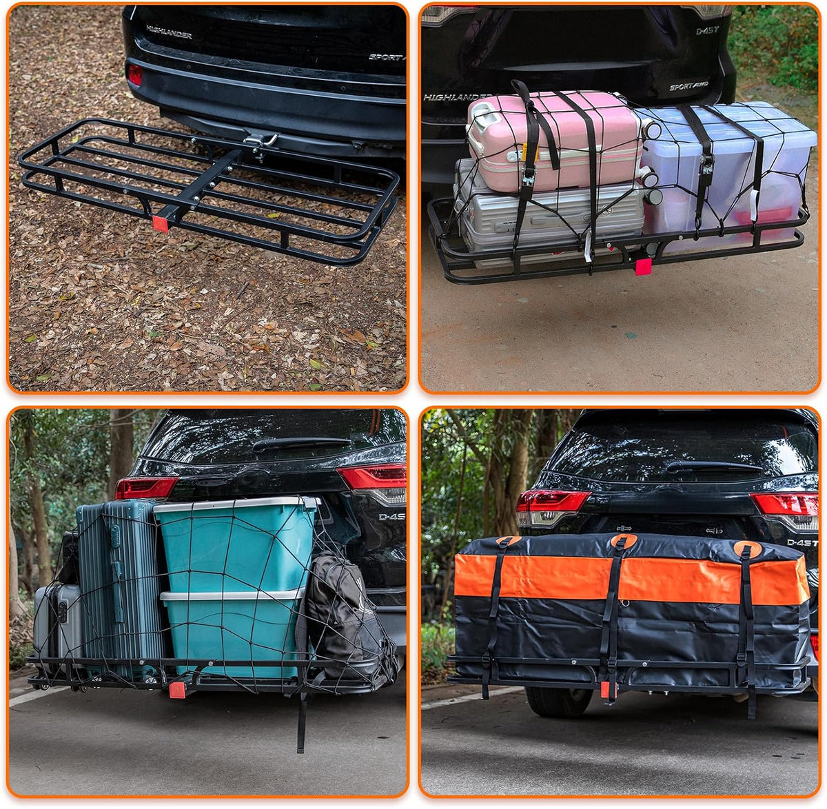 WEIZE 54" x 34" Heavy Duty Roof Rack Basket, 200LBS Universal Rooftop Cargo Basket with Waterproof Bag, Cargo Net & Tie Down Straps, Steel Luggage Holder for Car SUV Truck