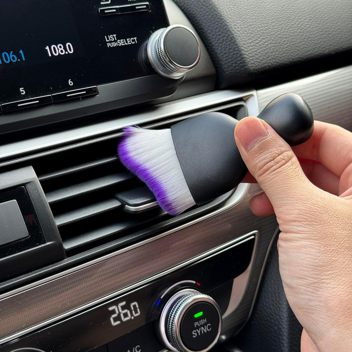 Car Detailing Brush, Soft Bristle Cleaning Brush, Scratch-Free Auto Duster Tool for Dashboard, Air Vents, Leather & Interior Cleaning (Black&Brown)