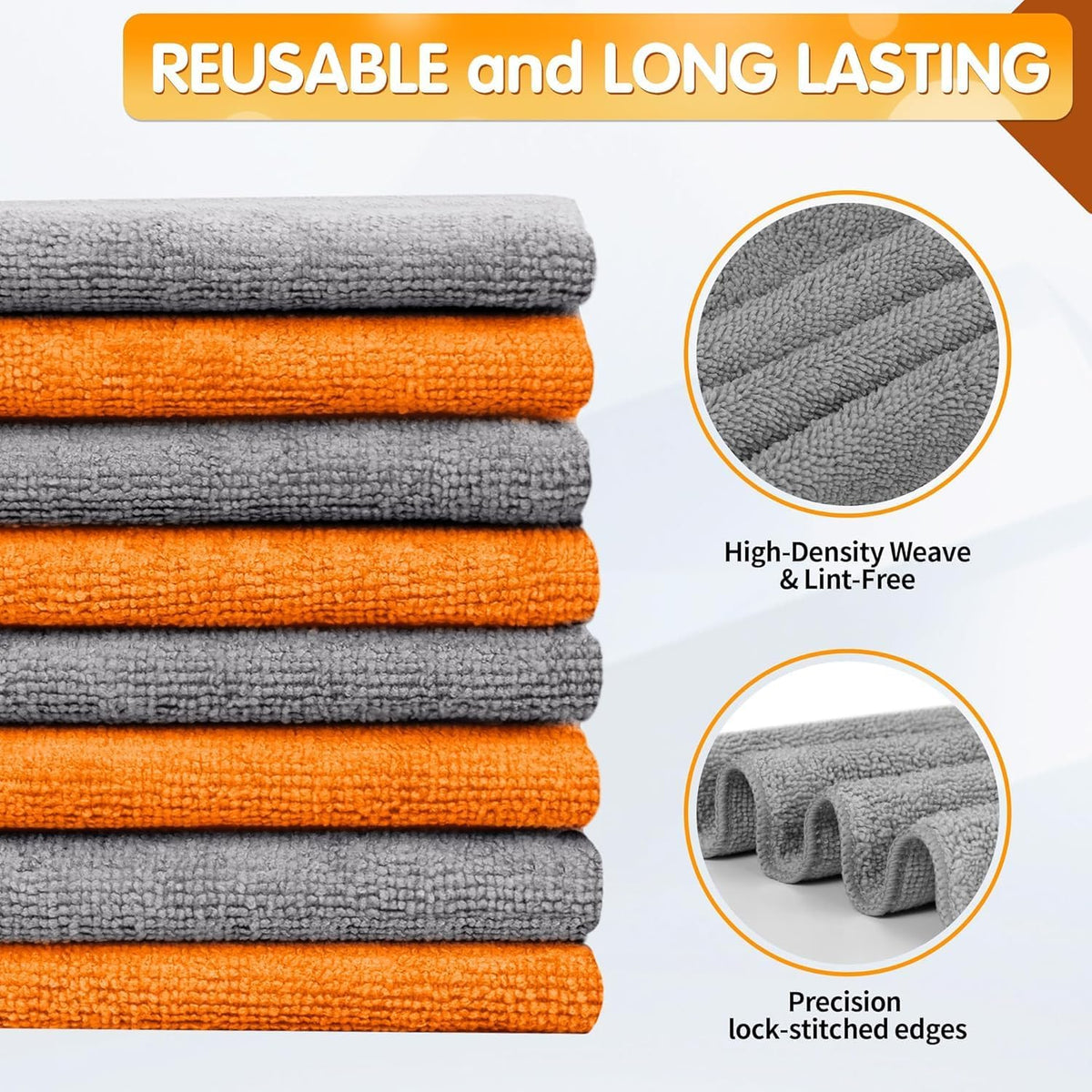 FIXSMITH Microfiber Cleaning Cloth - Pack of 50, Microfiber Towels for Cars 16 x 12 in, Highly Absorbent Cleaning Rags, Lint-Free, Streak-Free Cleaning Cloths for Car Kitchen Home Office