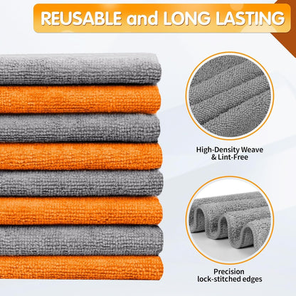FIXSMITH Microfiber Cleaning Cloth - Pack of 50, Microfiber Towels for Cars 16 x 12 in, Highly Absorbent Cleaning Rags, Lint-Free, Streak-Free Cleaning Cloths for Car Kitchen Home Office