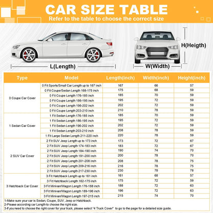 GUNHYI 16 Layers Car Cover Waterproof All Weather, Heavy Duty Outdoor Car Cover Universal Fit Sedan Toyota Camry, Tesla Model 3, Honda Accord, Nissan Altima, Kia K5/Stinger, Hyundai Sonata etc.