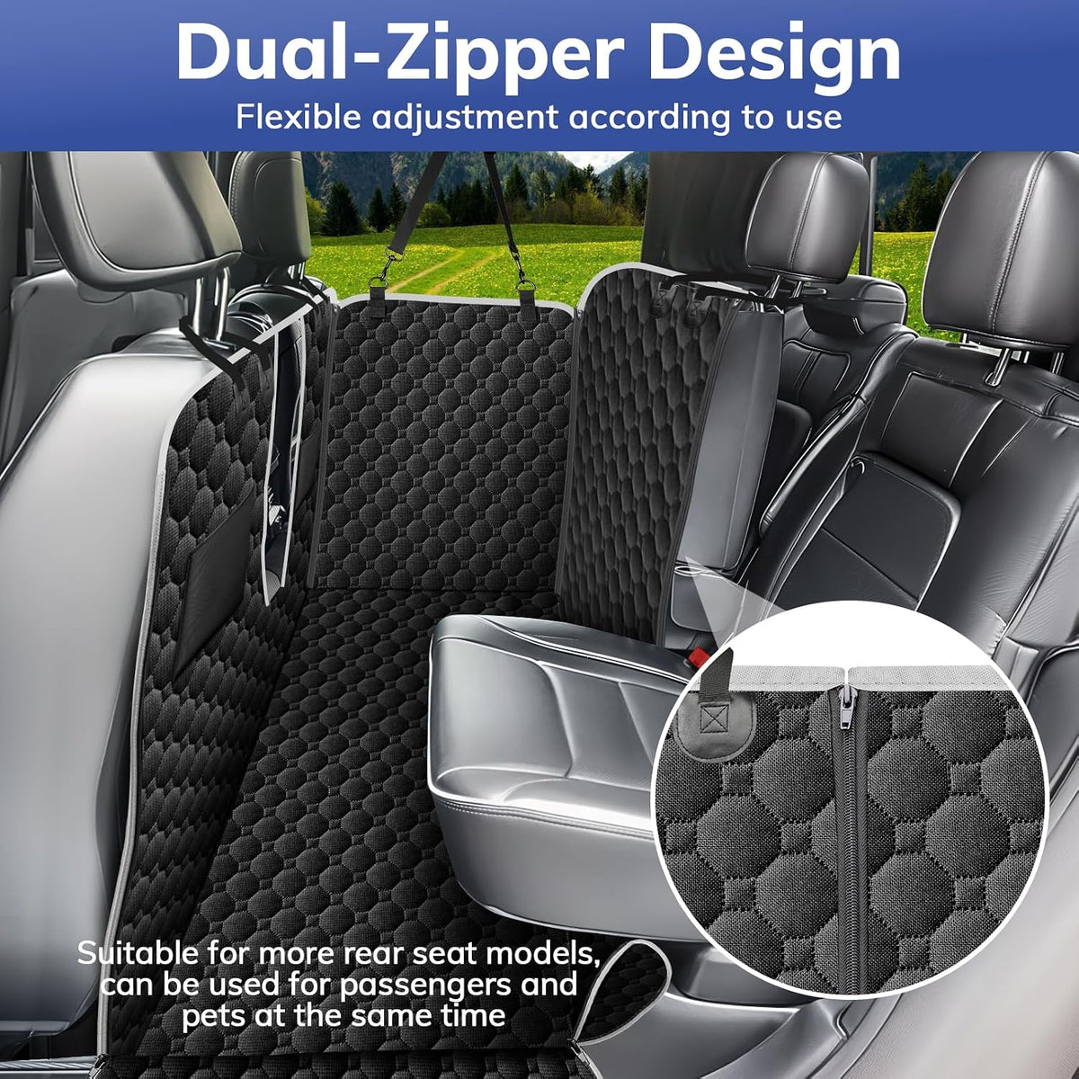 Mancro Dog Car Seat Cover for Back Seat, 2026 Upgraded 600D Heavy Duty Waterproof & Scratch-Resistant Dog Hammock for Car, Back Seat Pet Cover for Dogs with Sedan, Trucks and SUVs, Standard, Black