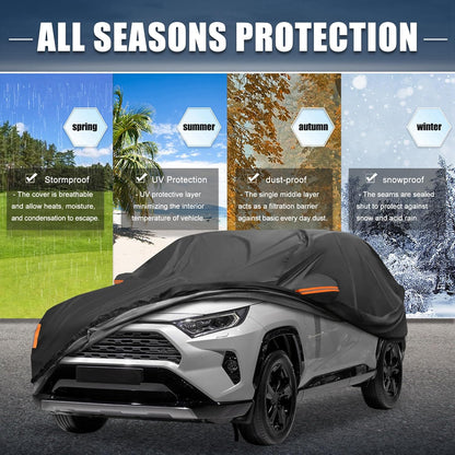 X AUTOHAUX Car Cover for Honda Civic Sedan/Coupe 210D-PU Outdoor Full Car Cover All Weather with Door Zipper for Waterproof Windproof Sun Rain Snow Protection