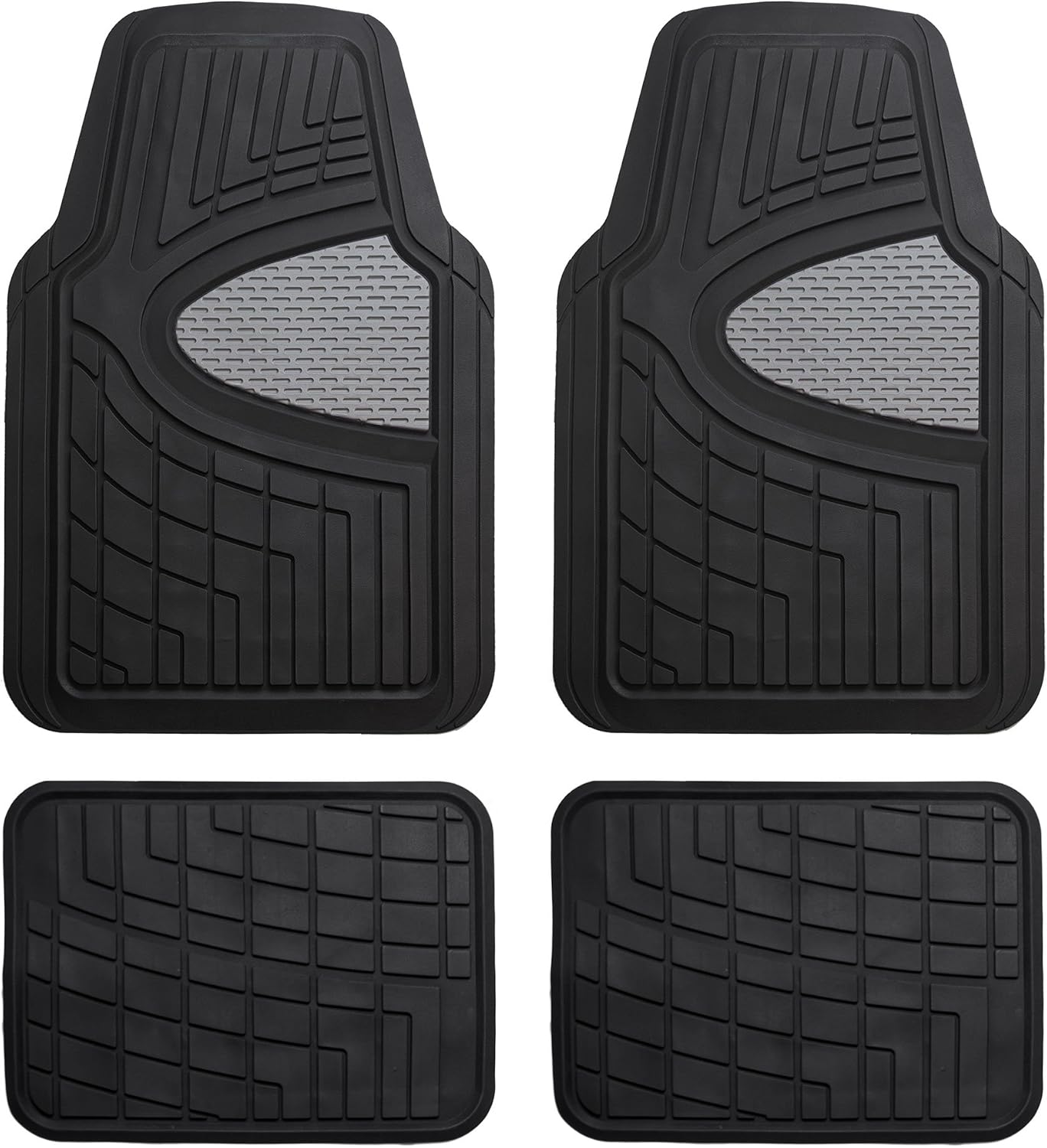 FH Group Automotive Floor Mats - Heavy-Duty Rubber Floor Mats for Cars, Universal Fit Full Set, Climaproof & Trimmable Floor Mats for Most Sedan, SUV, Truck, Black