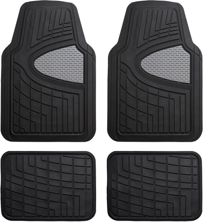FH Group Automotive Floor Mats - Heavy-Duty Rubber Floor Mats for Cars, Universal Fit Full Set, Climaproof & Trimmable Floor Mats for Most Sedan, SUV, Truck, Black