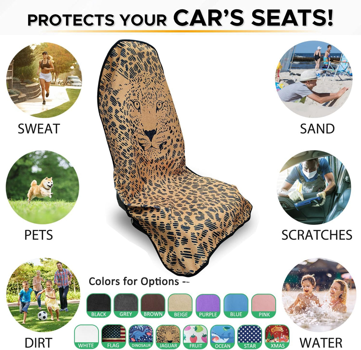 Waterproof Sweating Car Seat Cover for Post Gym Workout, Running, Swimming, Beach and Hiking, Universal Fit Non-Slip Towel Bucket Seat Protector for Cars SUV Trucks, Machine Washable (Grey)