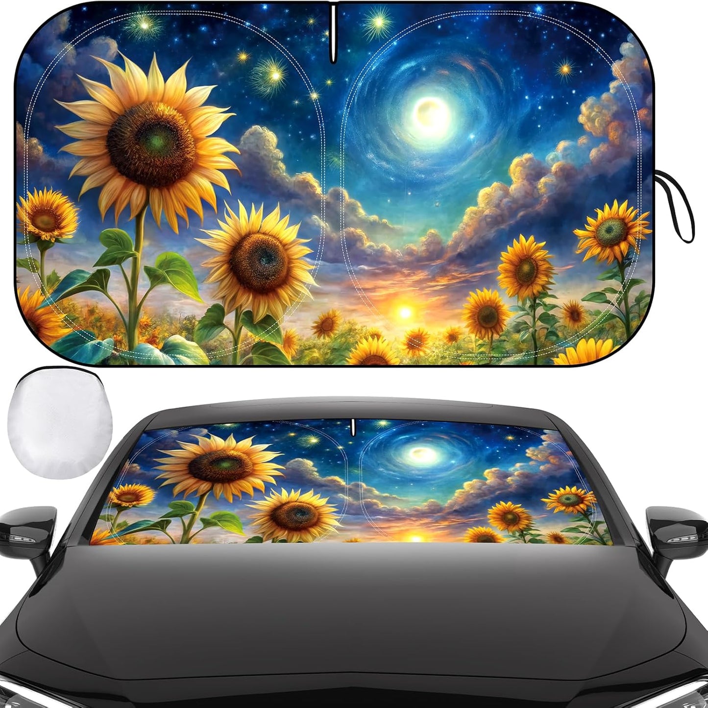 Iridescent Sun Shade for Car Windshield, Foldable Universal Car Windshield Upgrade Sunshade Enhanced UV Rays Reflective Sun Visor Shade Keeps Vehicle Cool