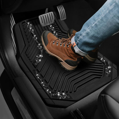 PIC AUTO Heavy Duty Rubber Floor Mats, Purple Aluminum Film Car Mats Set, Front and Rear Car Mats with Anti-Slip Backing, All Weather Protection, Trim-to-Fit for Automotive SUV, Sedan, Van