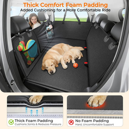 URPOWER 2026 Upgraded Back Seat Extender for Dogs - Large Hard Bottom Dog Car Seat Cover Holds 550lbs, Waterproof Dog Hammock Pet Bed with High-Density Foam Non-Slip Backseat Protector