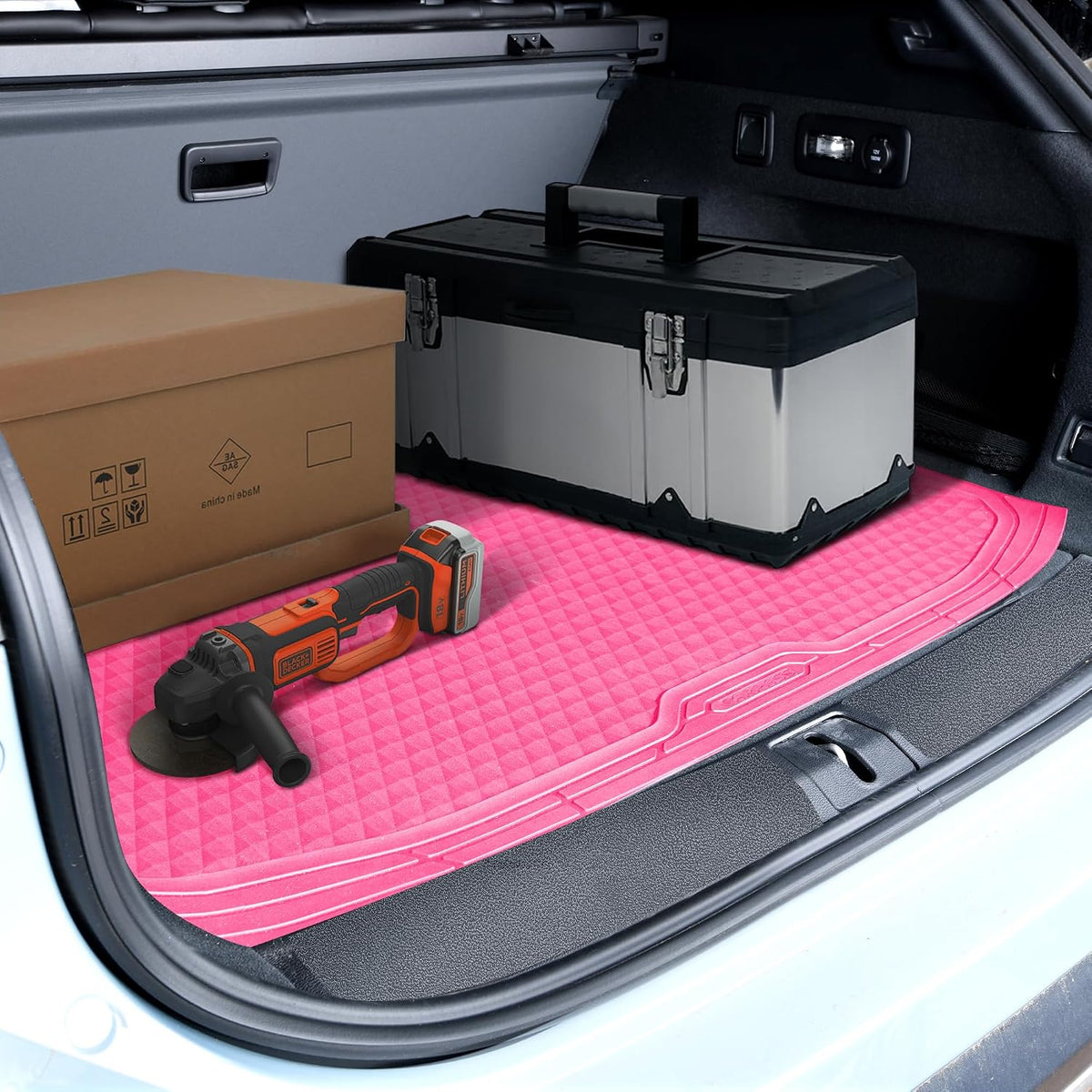 CAR PASS Heavy Duty Rubber Car Mats, Deep Dish All-Weather Floor Mat for Car Full Set Durable Anti-Slip 3D Rhombus Waterproof Trim to Fit Liner Universal Fit Automotive,Sedan,SUV,Truck, 3 Piece Black