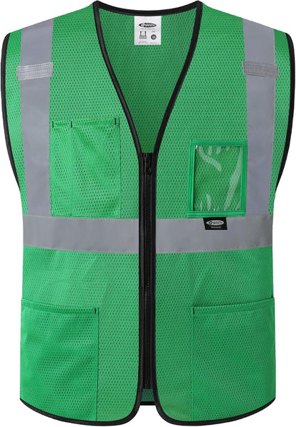 JKSafety Safety Vest for men women Hi Vis Vest with Pockets and Zipper High Visibility Meet ANSI Standard（BX310