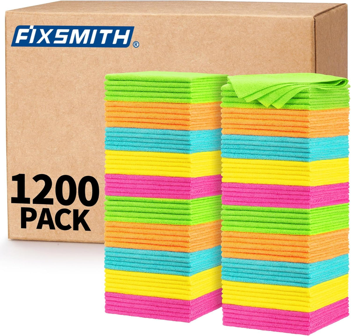 FIXSMITH Shop Towels, Pack of 200, Grey Microfiber Cleaning Cloth Bulk, Microfiber Towels for Cars, All-Purpose Absorbent Cleaning Rags, Dust Cloth for Automotive, Mechanic, Garage, 11.5 x 11.5 inch