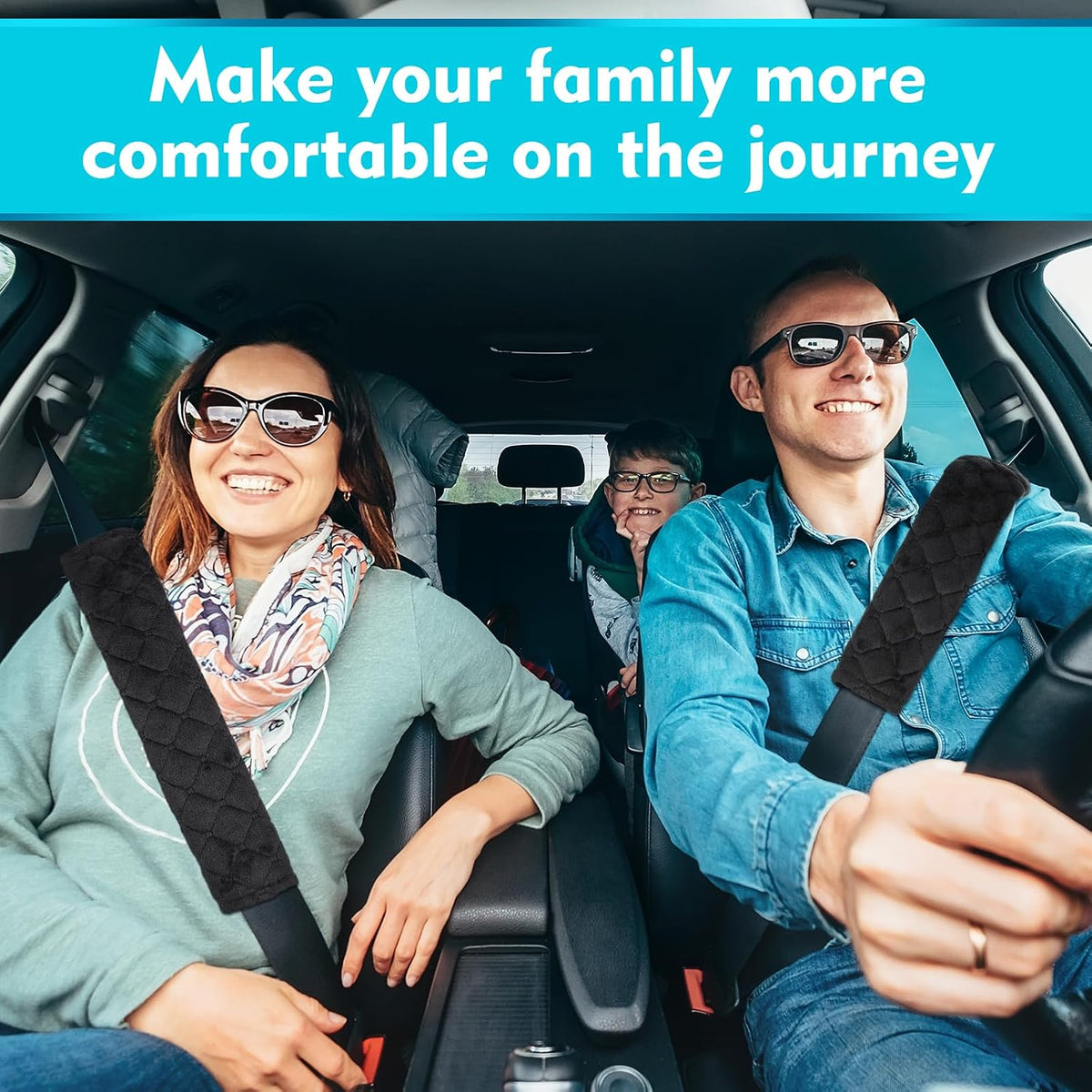 Tatuo 4 Pack Seat Belt Cover Extra Long Seat Belt Pads for Car Soft Comfort Shoulder Strap Covers Harness Pads Helps Protect Your Neck and Shoulder(10.6 Inch,Black)