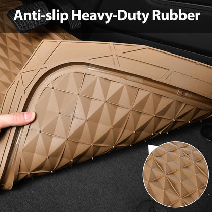 CAR PASS Heavy Duty Rubber Car Mats, Deep Dish All-Weather Floor Mat for Car Full Set Durable Anti-Slip 3D Rhombus Waterproof Trim to Fit Liner Universal Fit Automotive,Sedan,SUV,Truck, 3 Piece Black