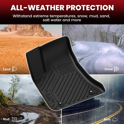 LASFIT Floor Mats for 2019-2025 2026 Ram 2500/3500 Crew Cab Bucket Seat for Carpet & Vinyl Floor (NOT fit Model with PTO Kit), All Weather TPE Custom Fit Car Mats Floor Liners 1st & 2nd Row, Black