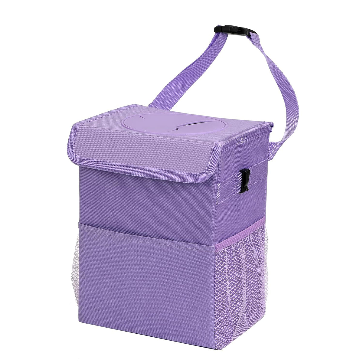 AOKJOY Car Garbage can with lid Leak Proof Vehicle Trash Can 3 Storage Pockets Hanging Waterproof car Trash Bag for SUV Beige