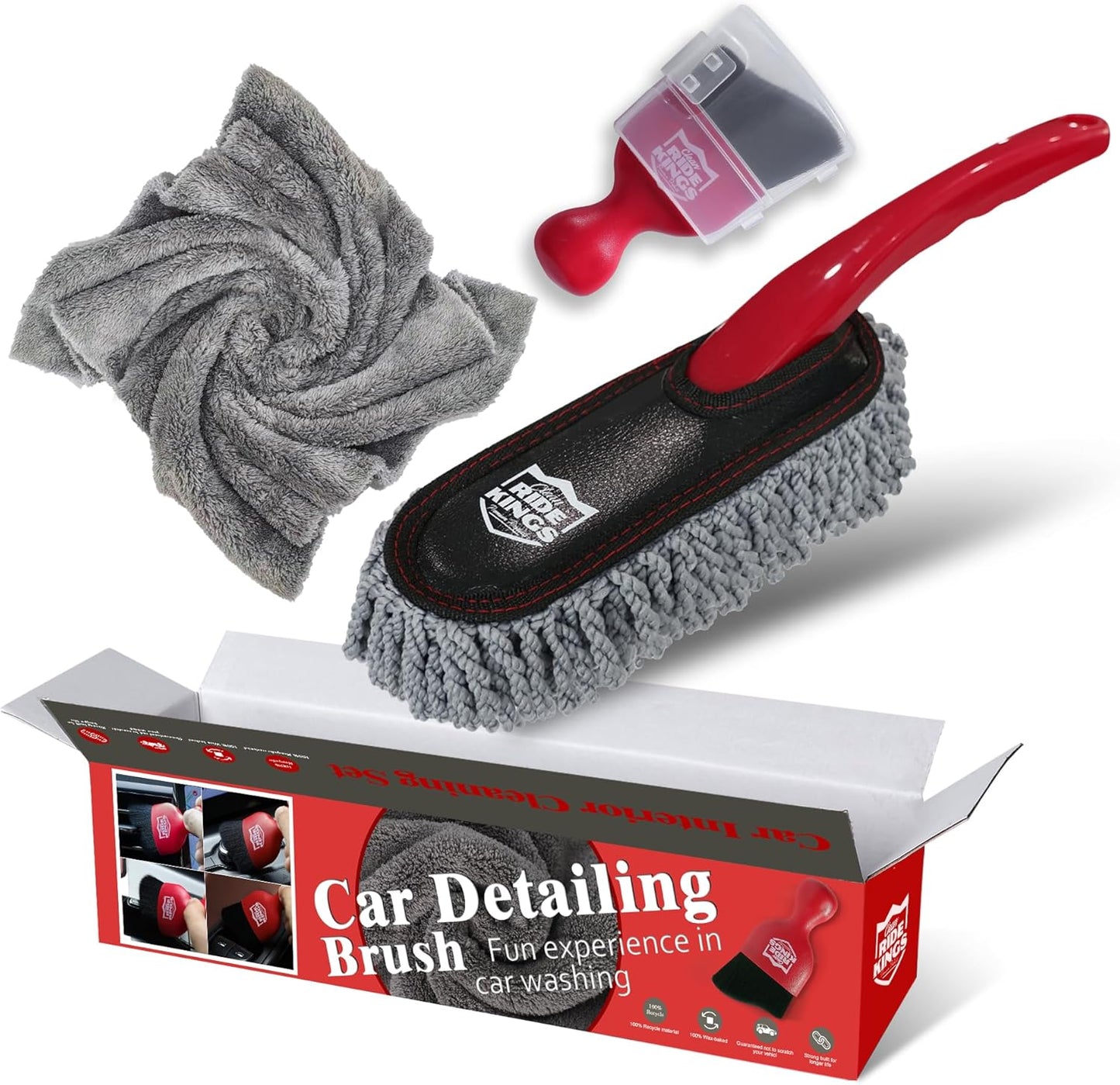 Car Detailing Kit - 3 Packs: Car Duster, Interior Cleaning Brush, Microfiber Towels | Detail Tools